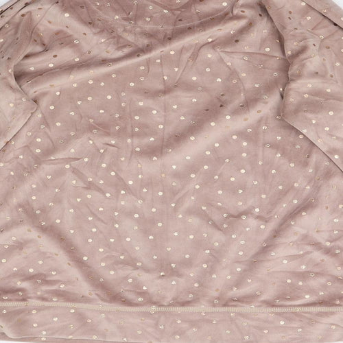 TU Womens Brown Polka Dot Fleece Top Pyjama Top Size 10