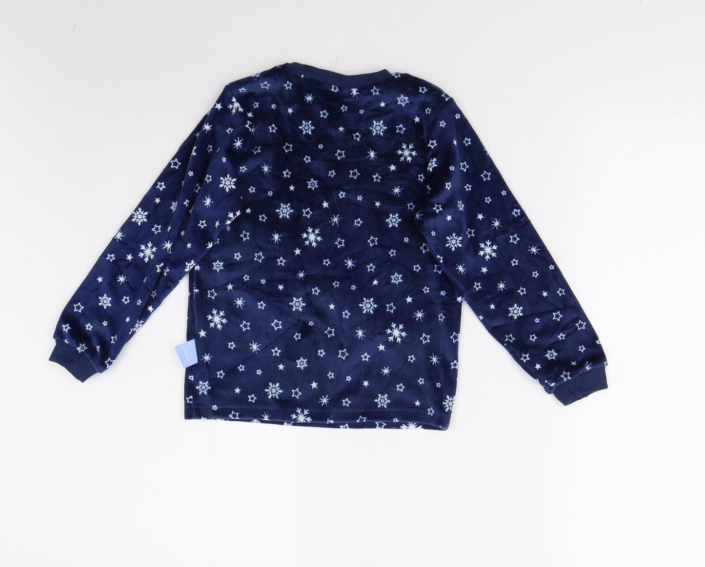M&S Girls Blue Geometric Fleece Top Pyjama Top Size 5-6 Years  - Disney Frozen