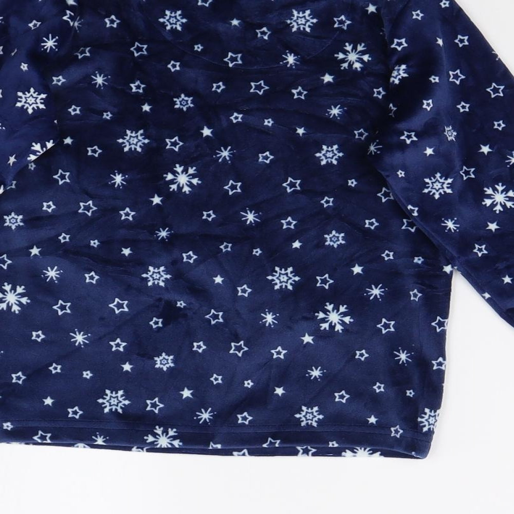 M&S Girls Blue Geometric Fleece Top Pyjama Top Size 5-6 Years  - Disney Frozen
