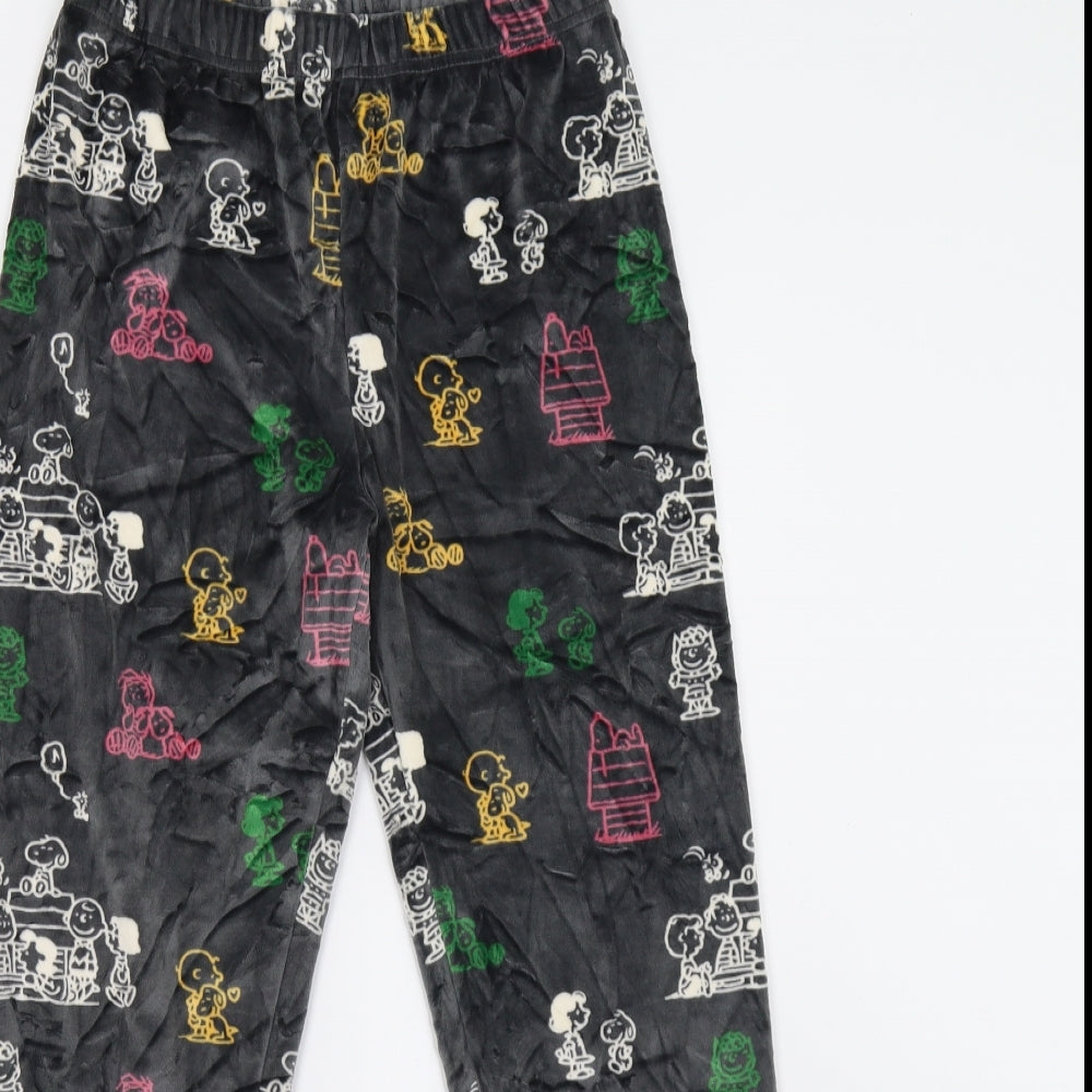 M&S Girls Grey Solid Fleece  Pyjama Pants Size 11-12 Years  - Snoopy