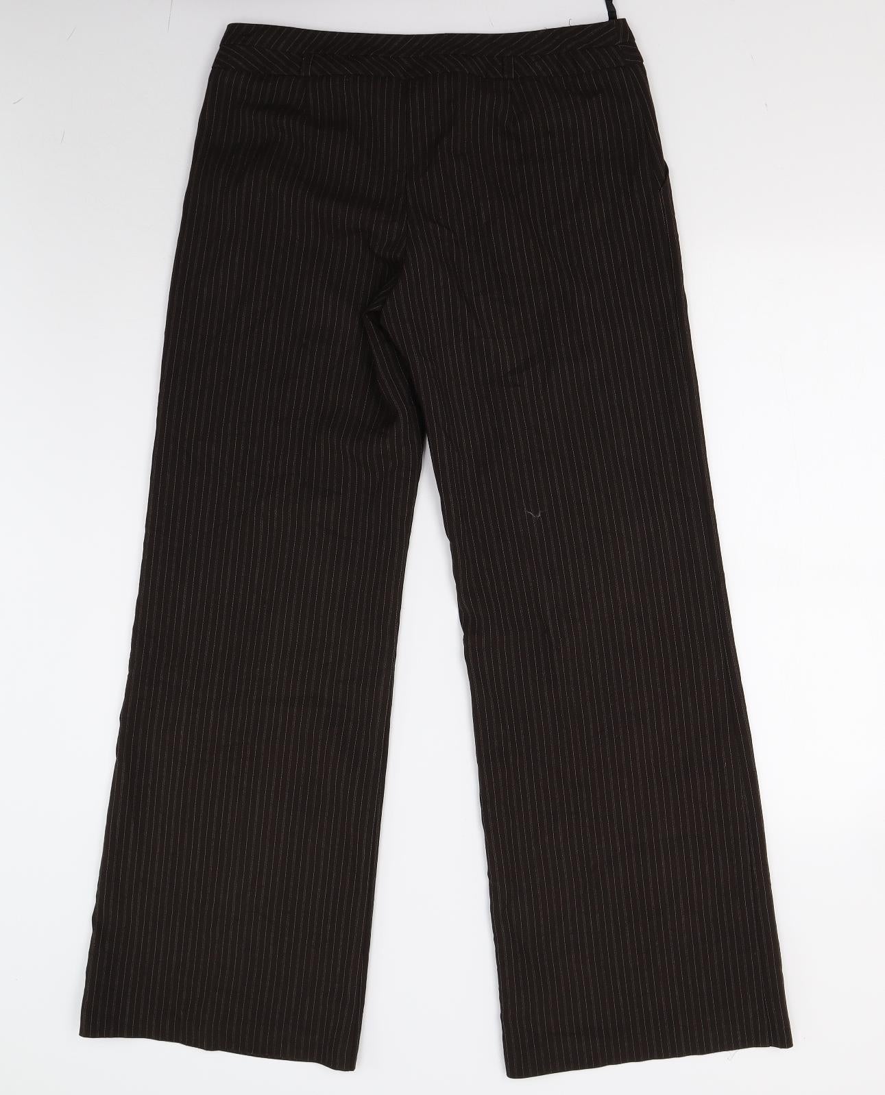 Dorothy Perkins Womens Brown Striped  Trousers  Size 12 L30 in