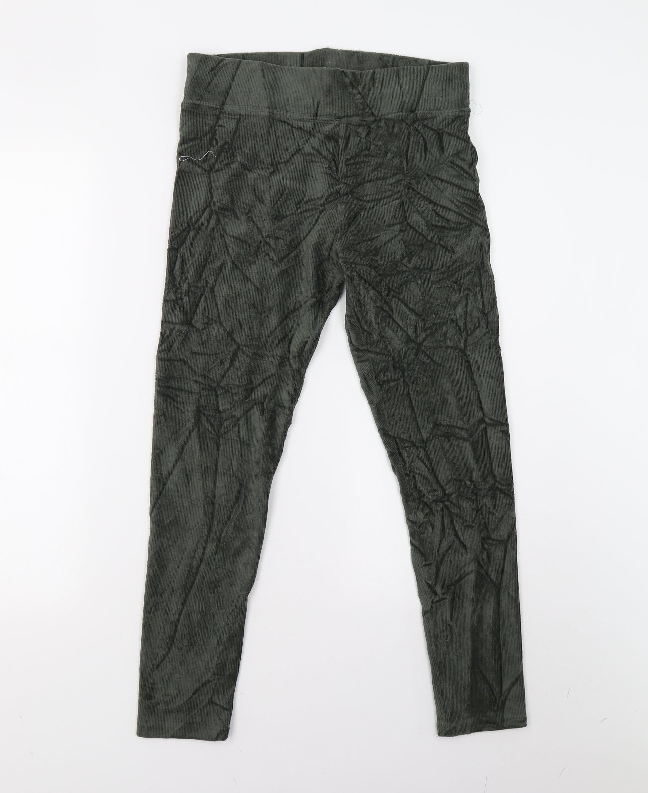 M&S Womens Green  Corduroy Jogger Leggings Size 12 L25 in