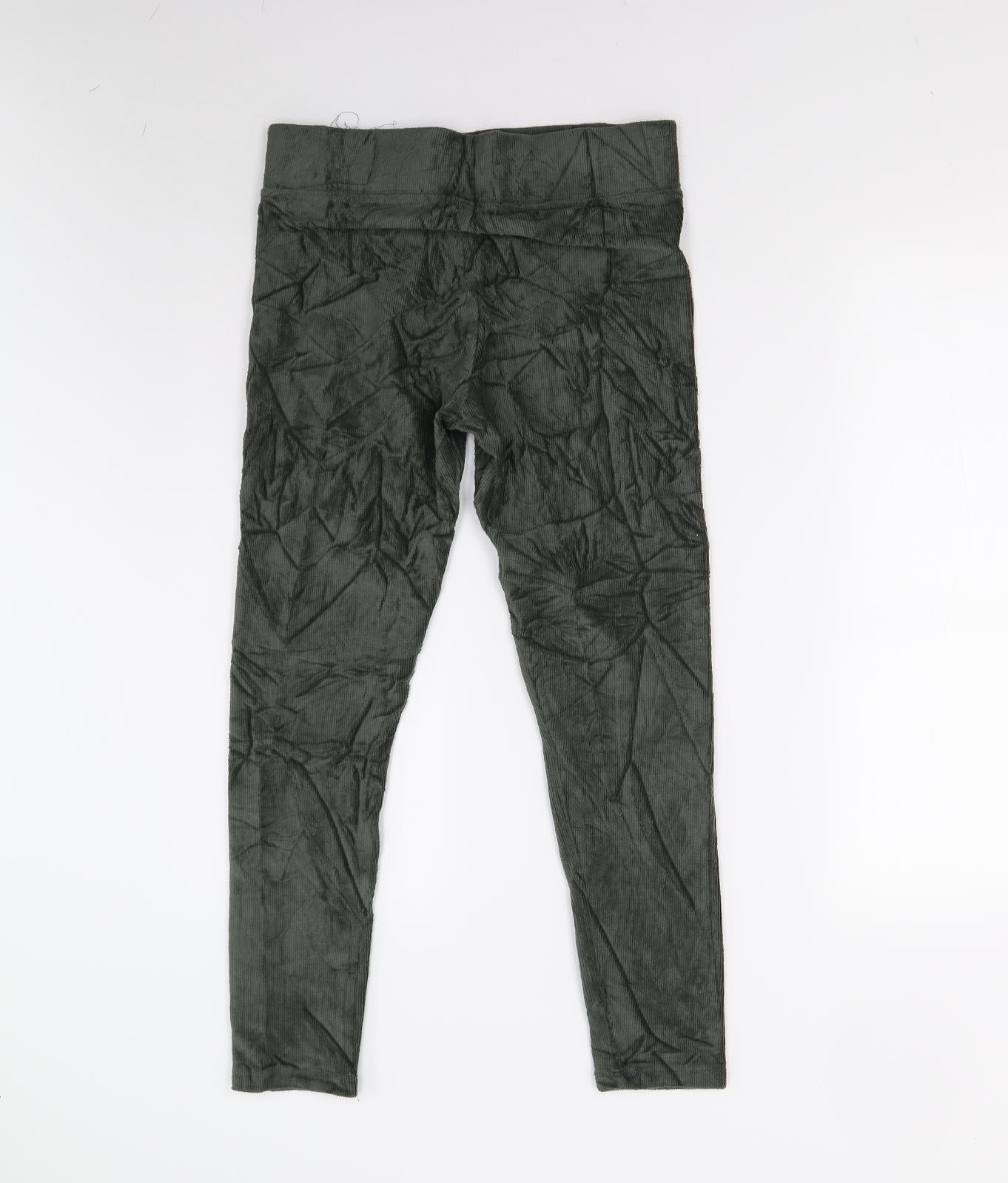 M&S Womens Green  Corduroy Jogger Leggings Size 12 L25 in