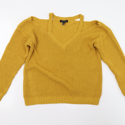 New Look Womens Yellow  Knit Pullover Jumper Size S
