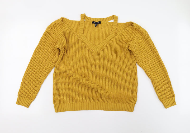 New Look Womens Yellow Knit Pullover Jumper Size S