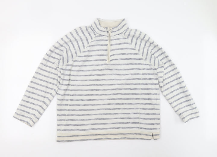 M&Co Womens Multicoloured Striped  Henley Sweatshirt Size 16