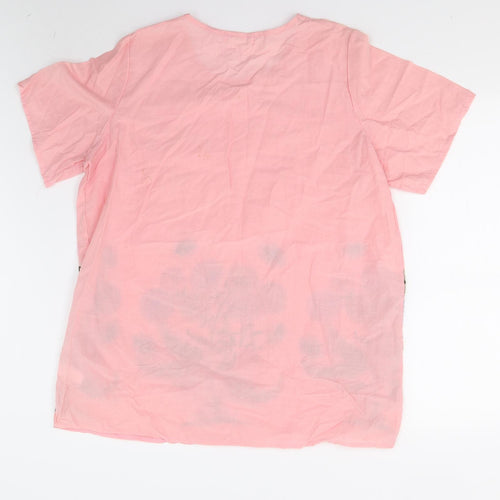 Prworn Womens Pink Floral  Basic Blouse Size 2XL