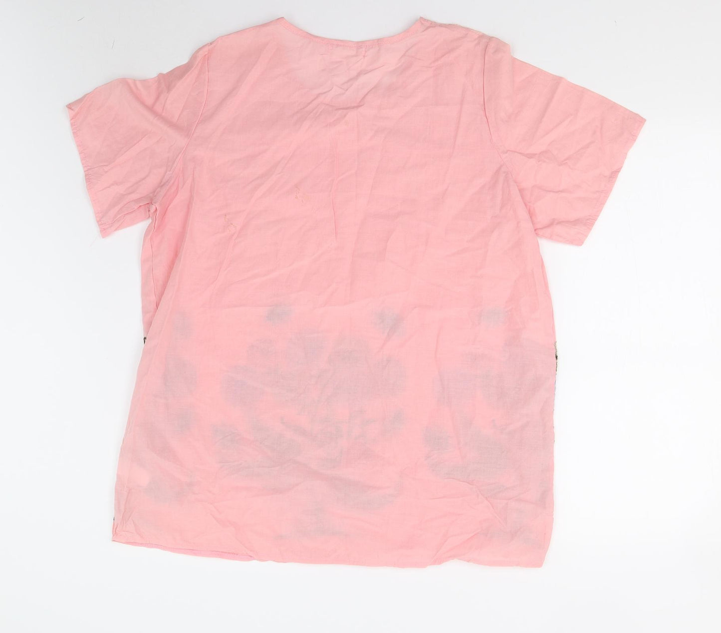 Prworn Womens Pink Floral  Basic Blouse Size 2XL