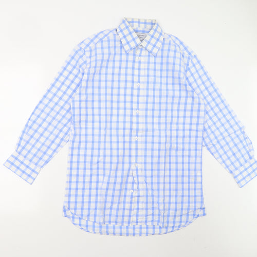 Samuel Window Mens Blue Check   Button-Up Size 15.5