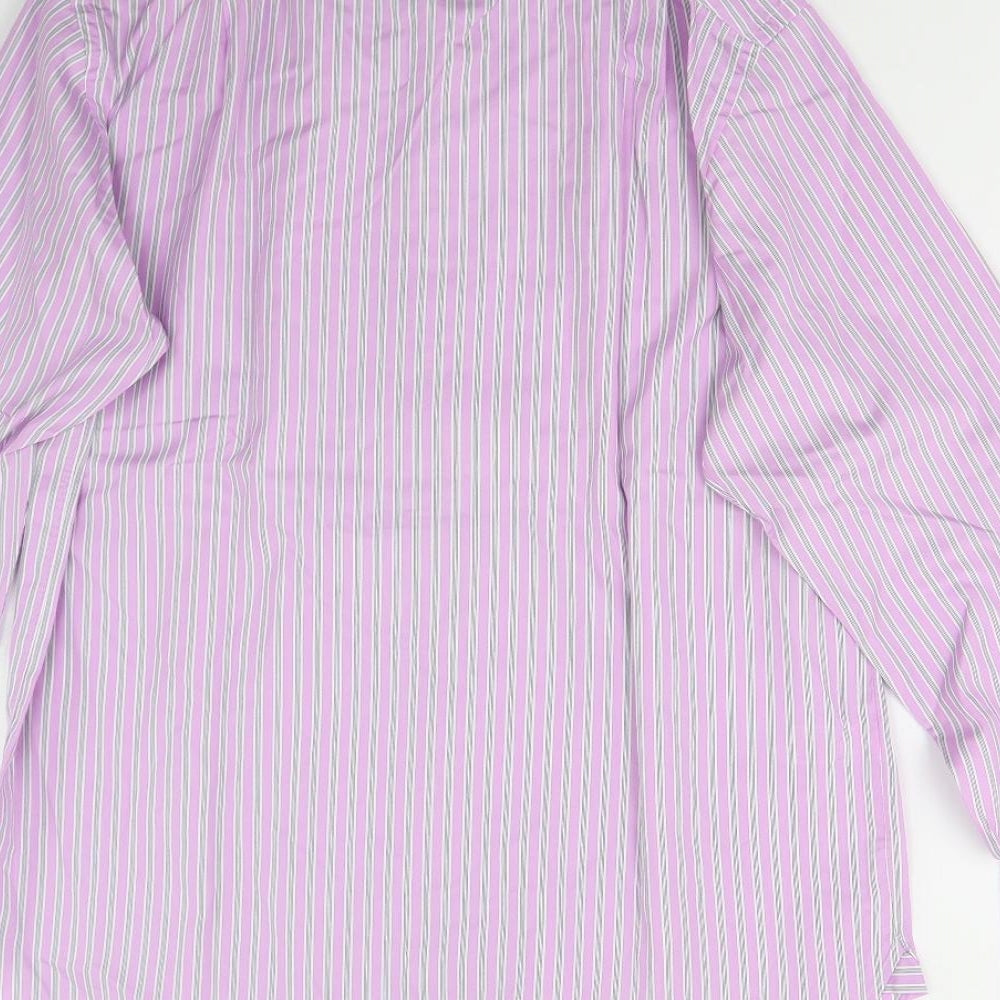 M&S Mens Purple Striped   Dress Shirt Size 15.5