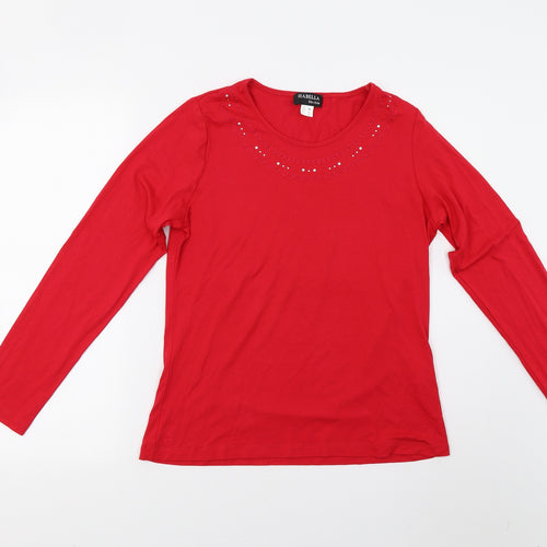 Habella Womens Red   Basic T-Shirt Size 10