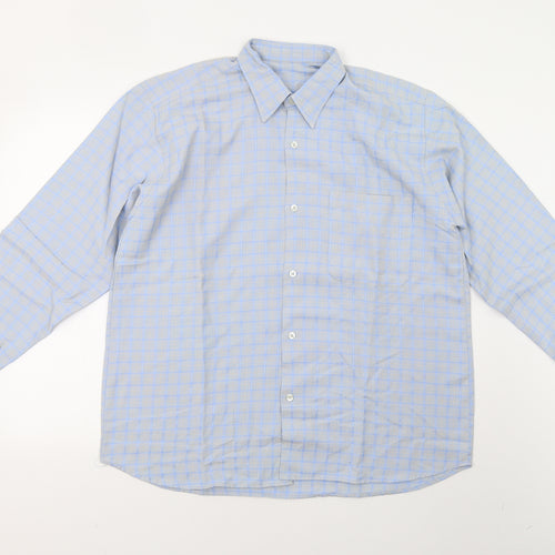 Preworn Mens Blue Check   Button-Up Size XL