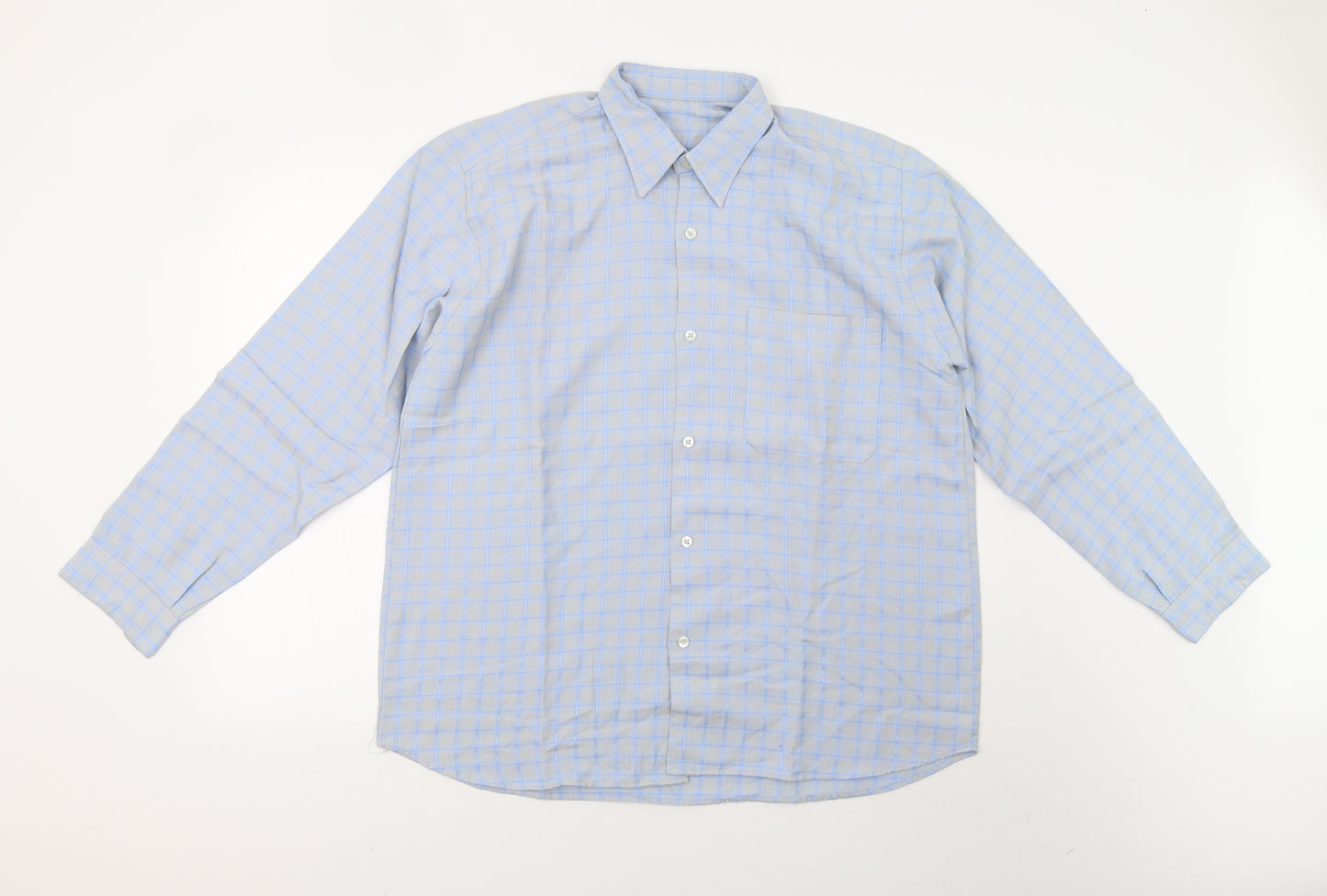 Preworn Mens Blue Check   Button-Up Size XL