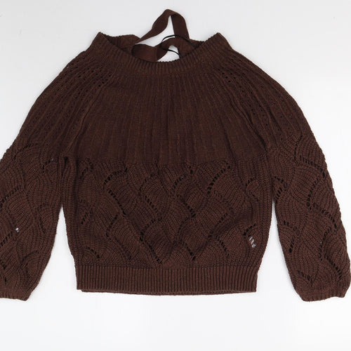 VILA Womens Brown  Knit Pullover Jumper Size S