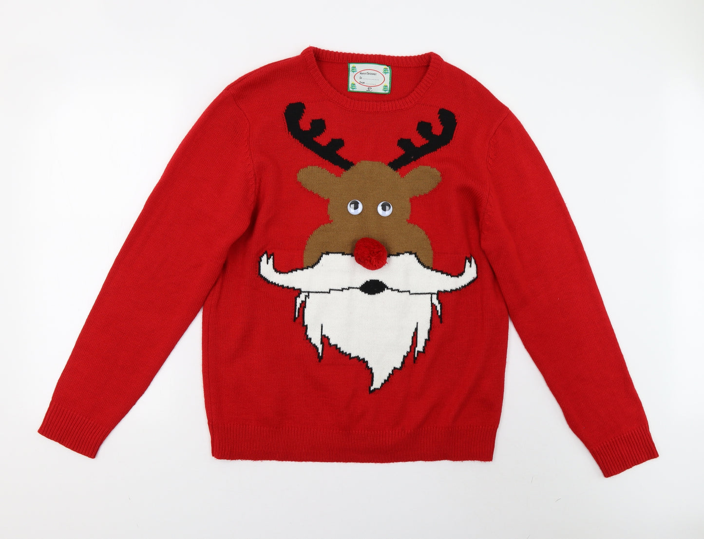 Primark Mens Red  Knit Pullover Jumper Size L  - Christmas