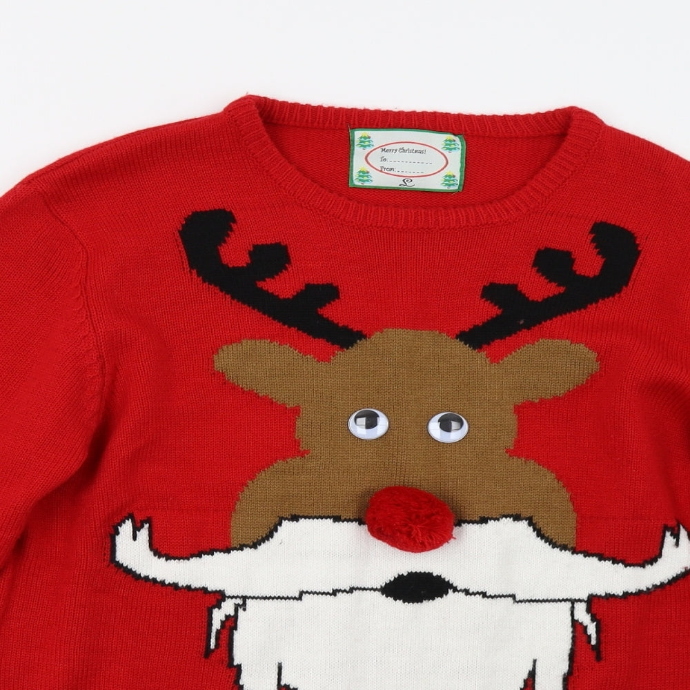 Primark Mens Red  Knit Pullover Jumper Size L  - Christmas