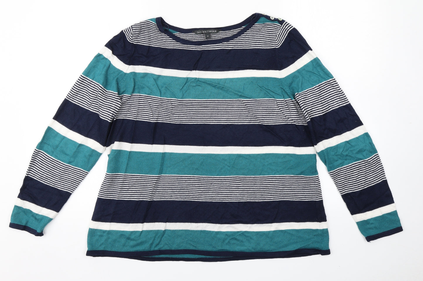 love knitwear Womens Multicoloured Striped Knit Pullover Jumper Size 14