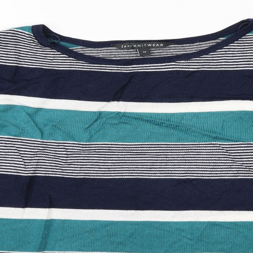 love knitwear Womens Multicoloured Striped Knit Pullover Jumper Size 14