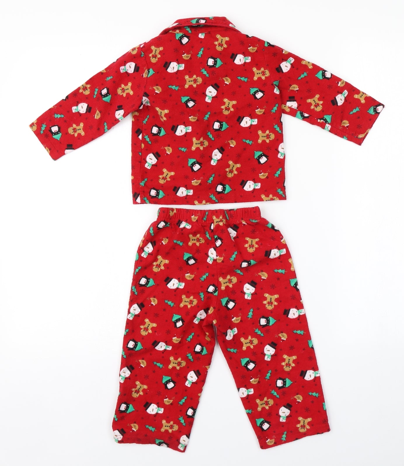 Earlydays  Red   Capri Pyjama Set Size 12-18 Months  - Christmas, ginger bread man, snowman