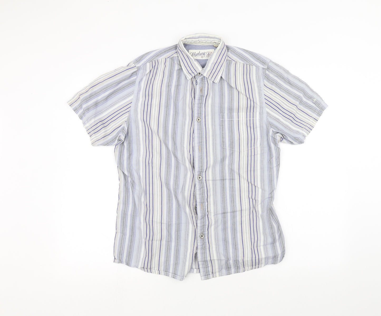 MANTARAY PRODUCTS Mens White Striped   Dress Shirt Size S