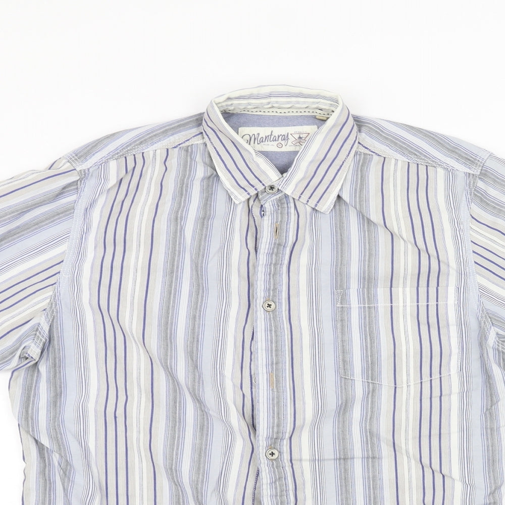 MANTARAY PRODUCTS Mens White Striped   Dress Shirt Size S