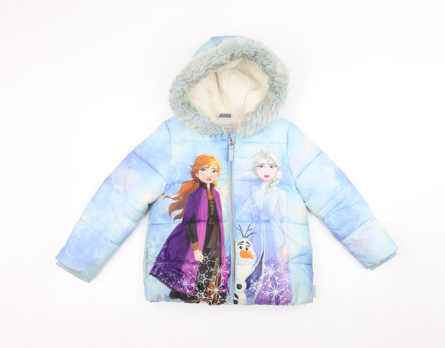 Disney Girls Blue   Parka Coat Size 6-7 Years  - frozen