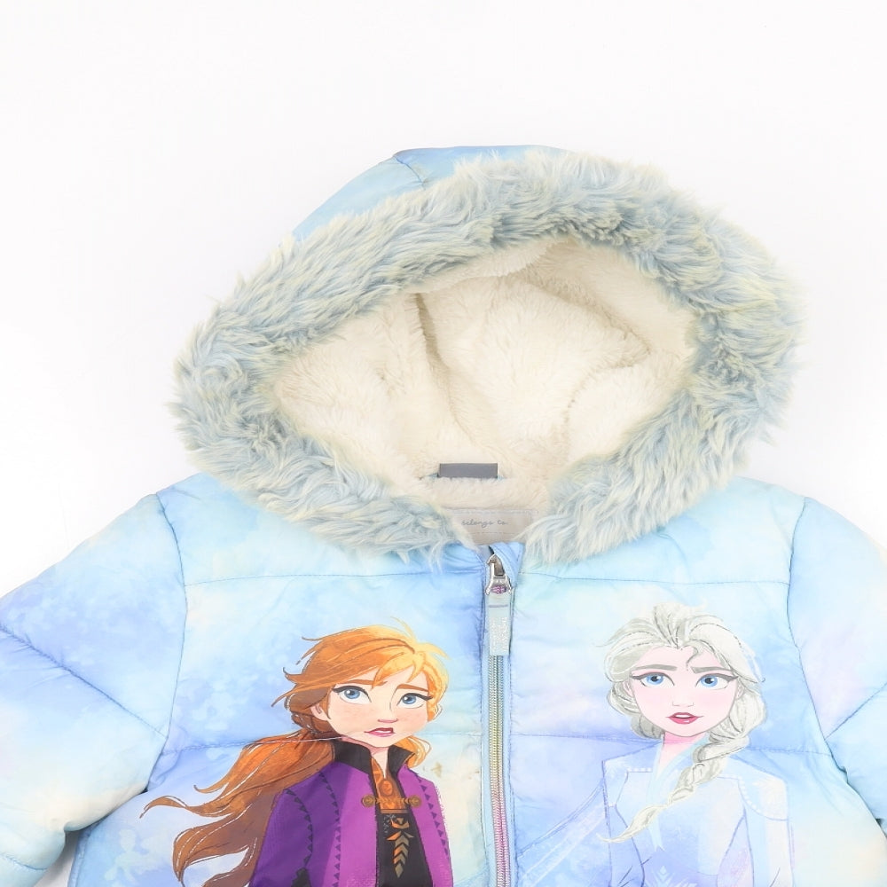 Disney Girls Blue   Parka Coat Size 6-7 Years  - frozen