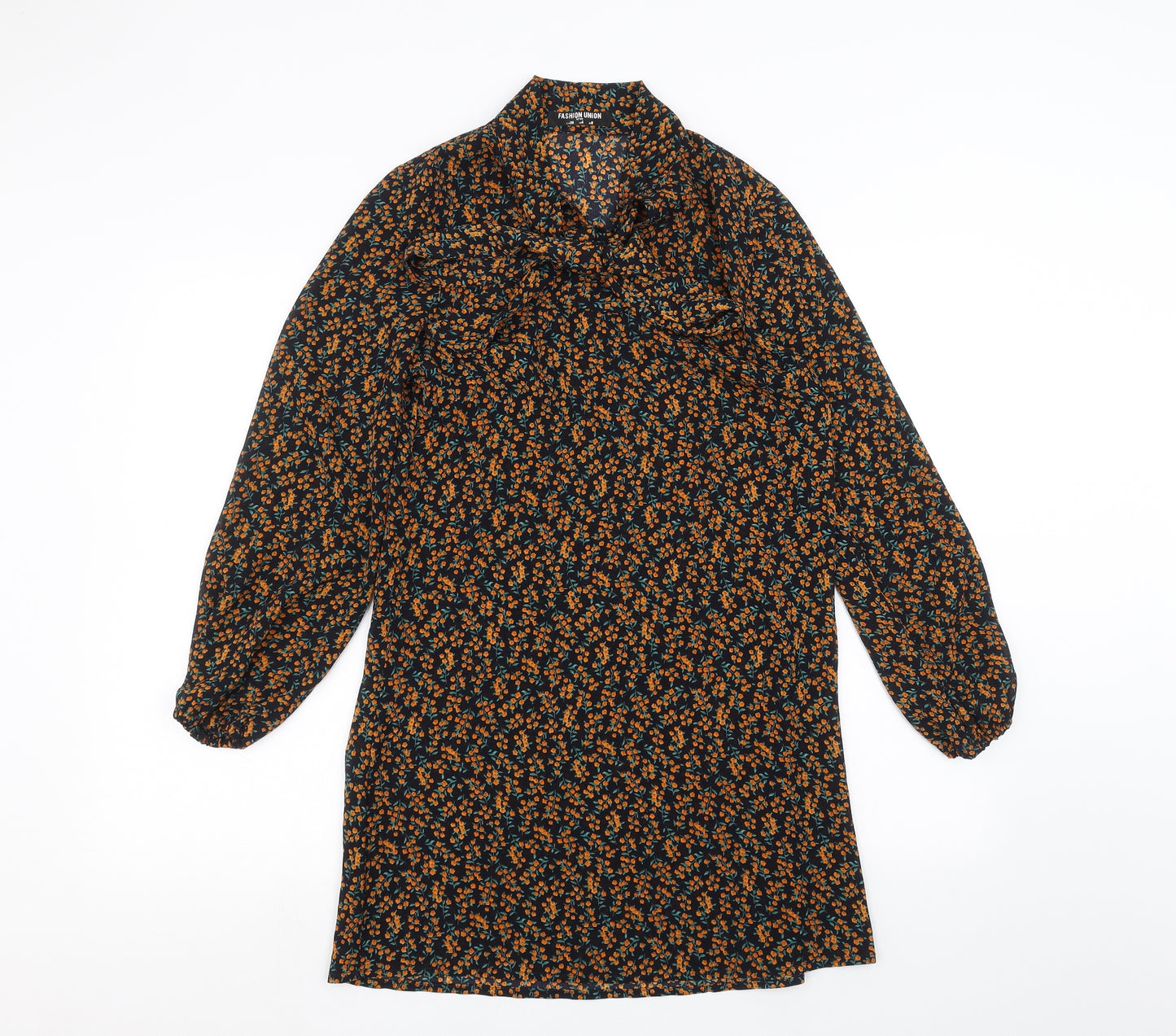 Fashion Union Womens Black Floral  Basic Blouse Size 8