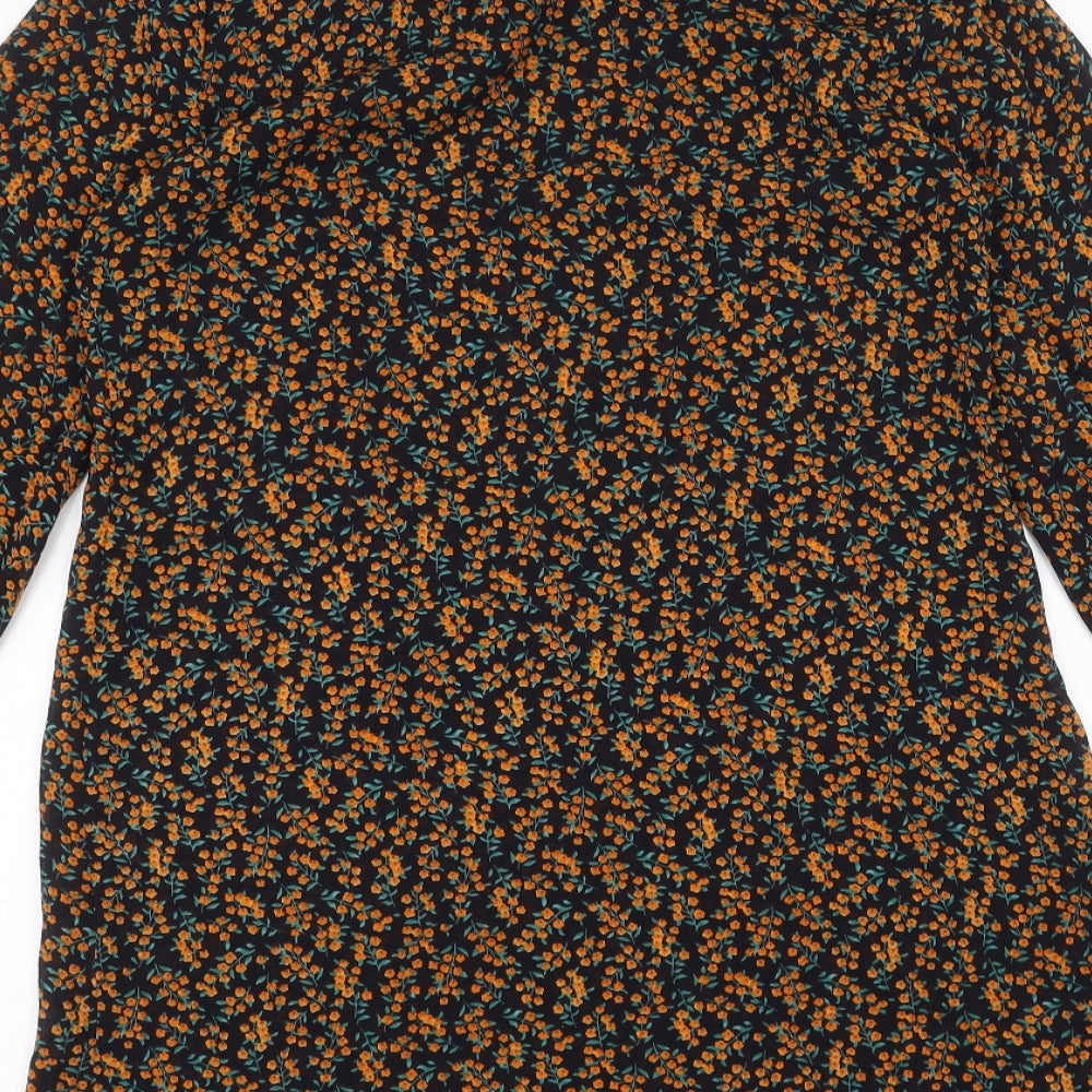 Fashion Union Womens Black Floral  Basic Blouse Size 8