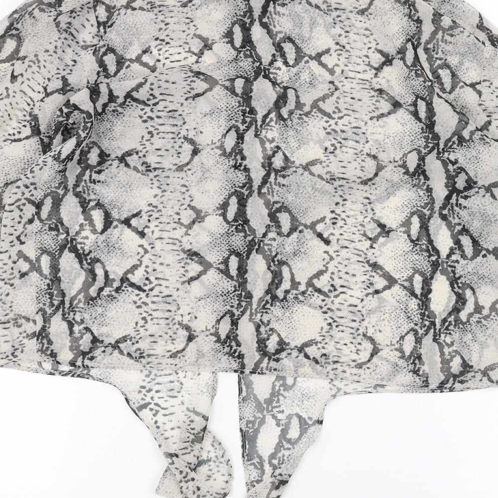 Miss Selfridge Womens White Animal Print  Basic Button-Up Size 8