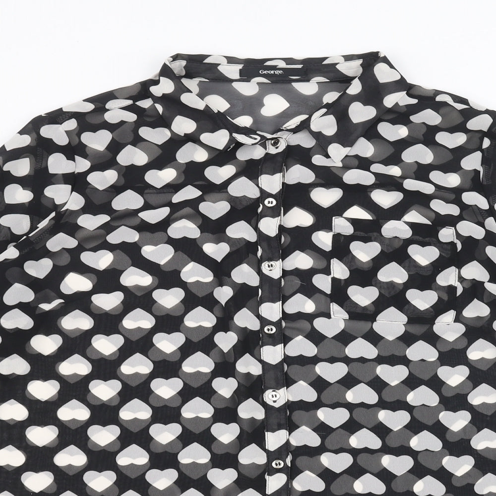 George Womens Black Polka Dot  Basic Button-Up Size 16