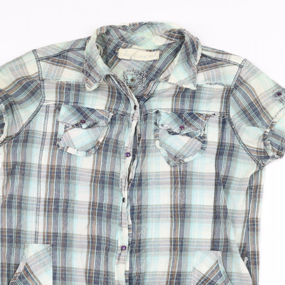 E-vie Womens White   Basic Button-Up Size 16