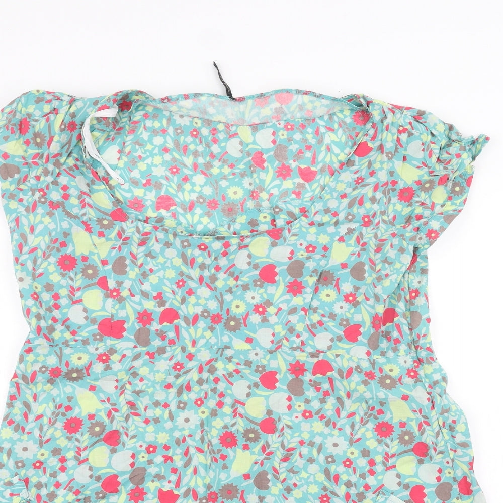 E-vie Womens Blue Floral  Basic Blouse Size 16