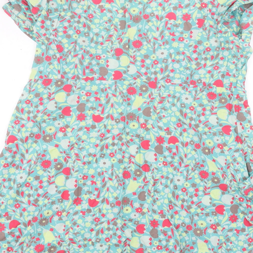 E-vie Womens Blue Floral  Basic Blouse Size 16