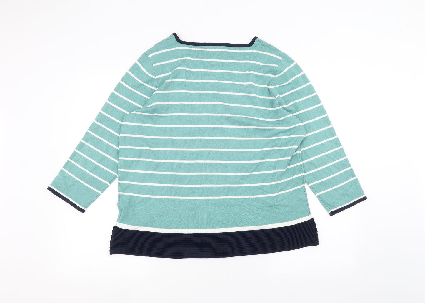Bonmarché Womens Green Striped  Basic T-Shirt Size 16