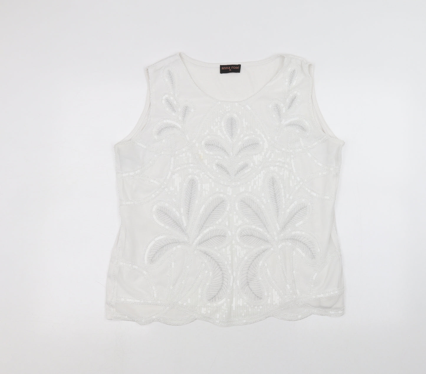 anna rose Womens White   Basic T-Shirt Size XL