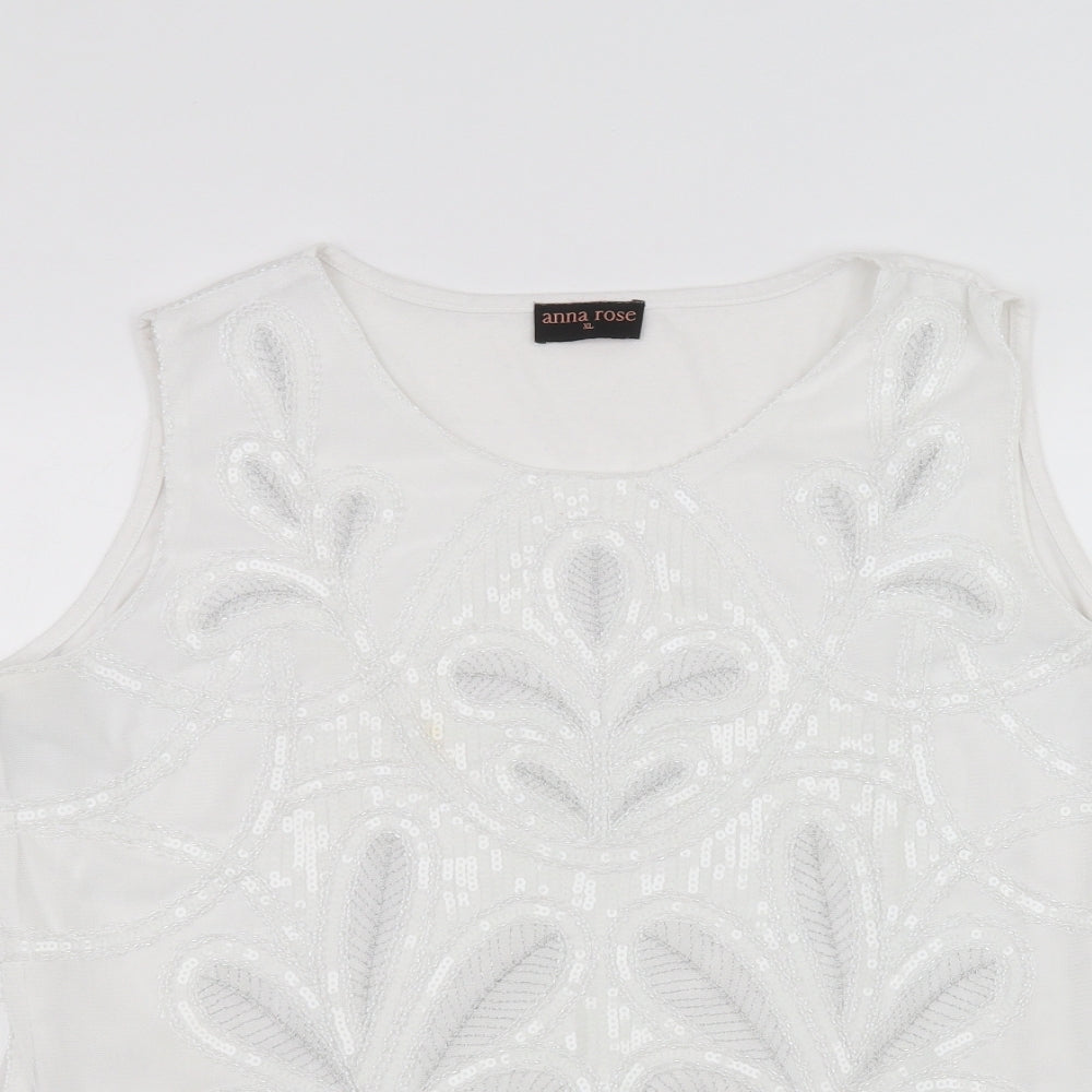 anna rose Womens White   Basic T-Shirt Size XL