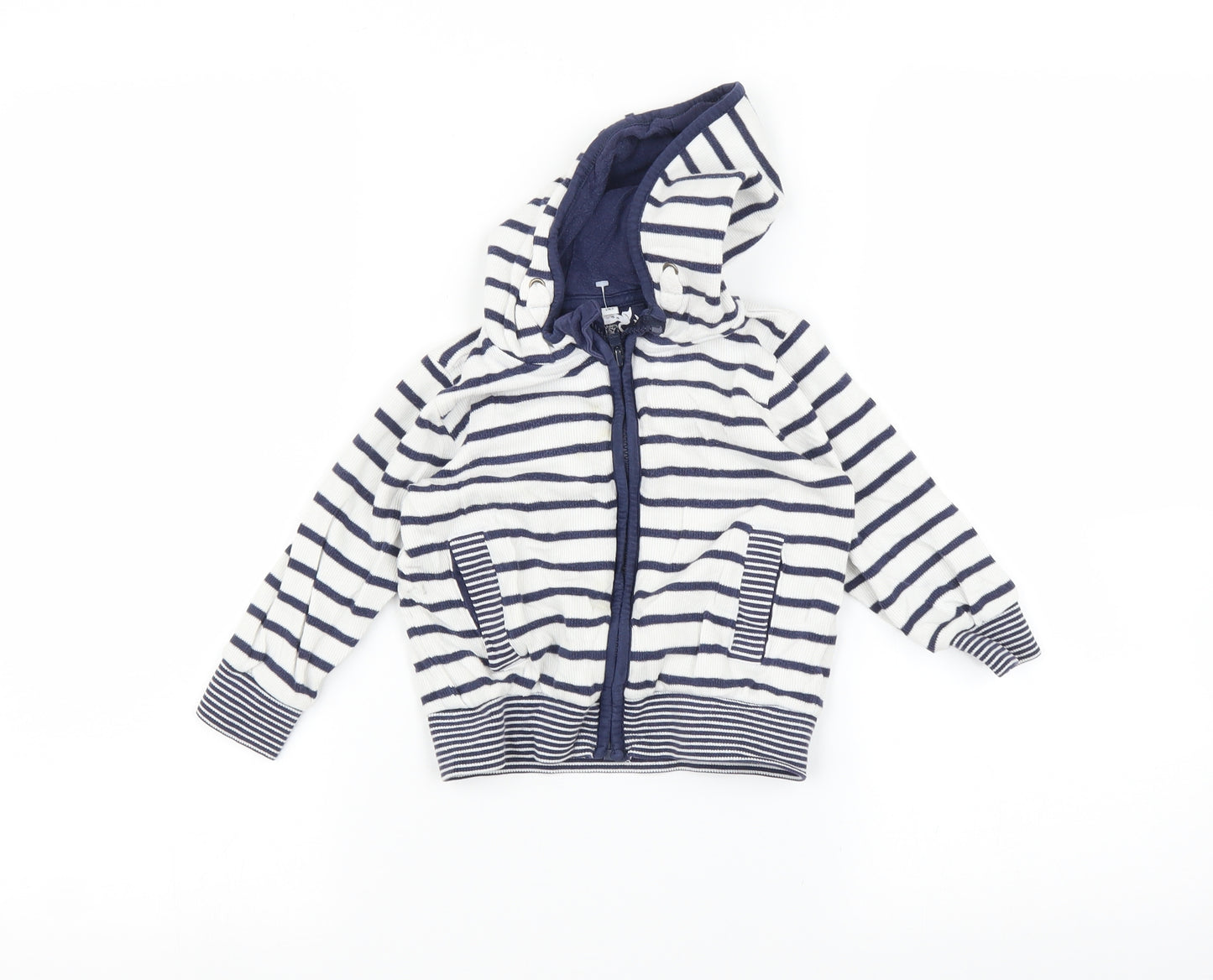 Marks and Spencer Boys Multicoloured Striped  Full Zip Hoodie Size 2-3 Years