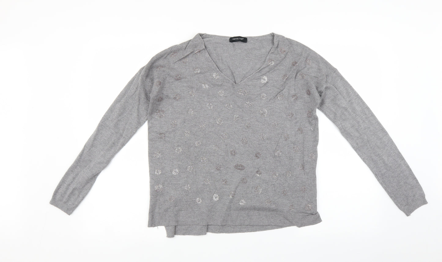 Voyelles Womens Grey Animal Print  Basic T-Shirt Size M