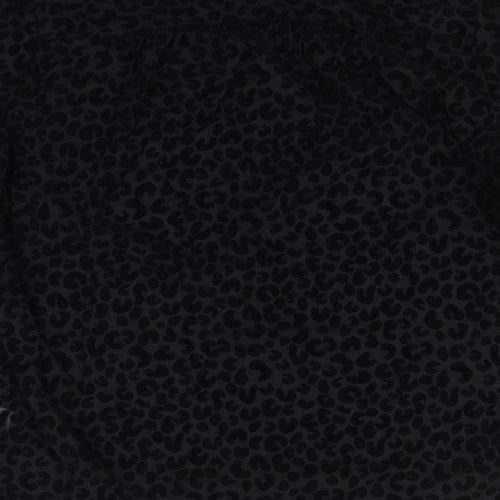TU Womens Black Animal Print  Basic Button-Up Size 10