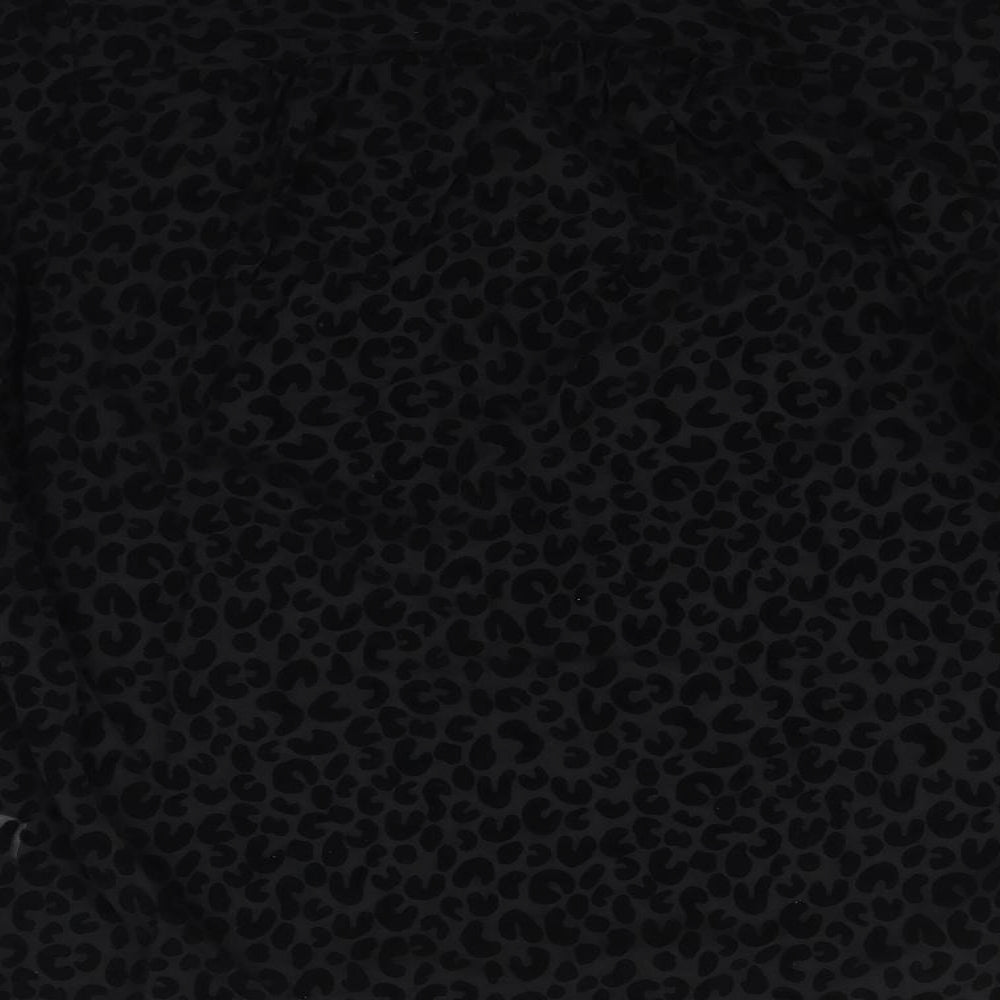 TU Womens Black Animal Print  Basic Button-Up Size 10
