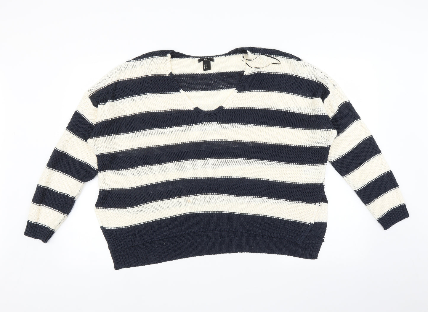 H&M Womens Multicoloured Striped  Pullover Jumper Size M