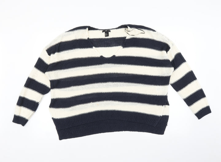 H&M Womens Multicoloured Striped  Pullover Jumper Size M