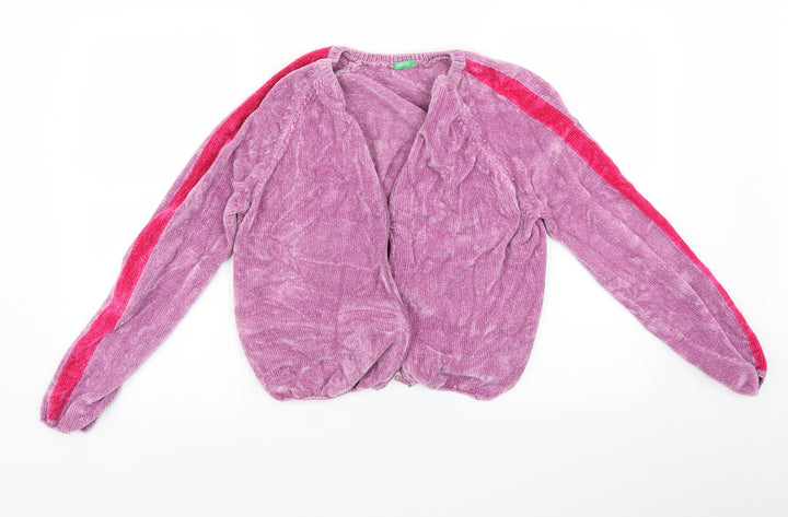 United Colours of Benetton Girls Purple Striped  Cape Jumper Size 13-14 Years