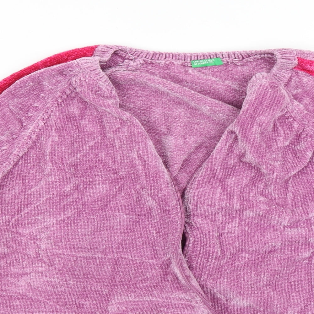 United Colours of Benetton Girls Purple Striped  Cape Jumper Size 13-14 Years