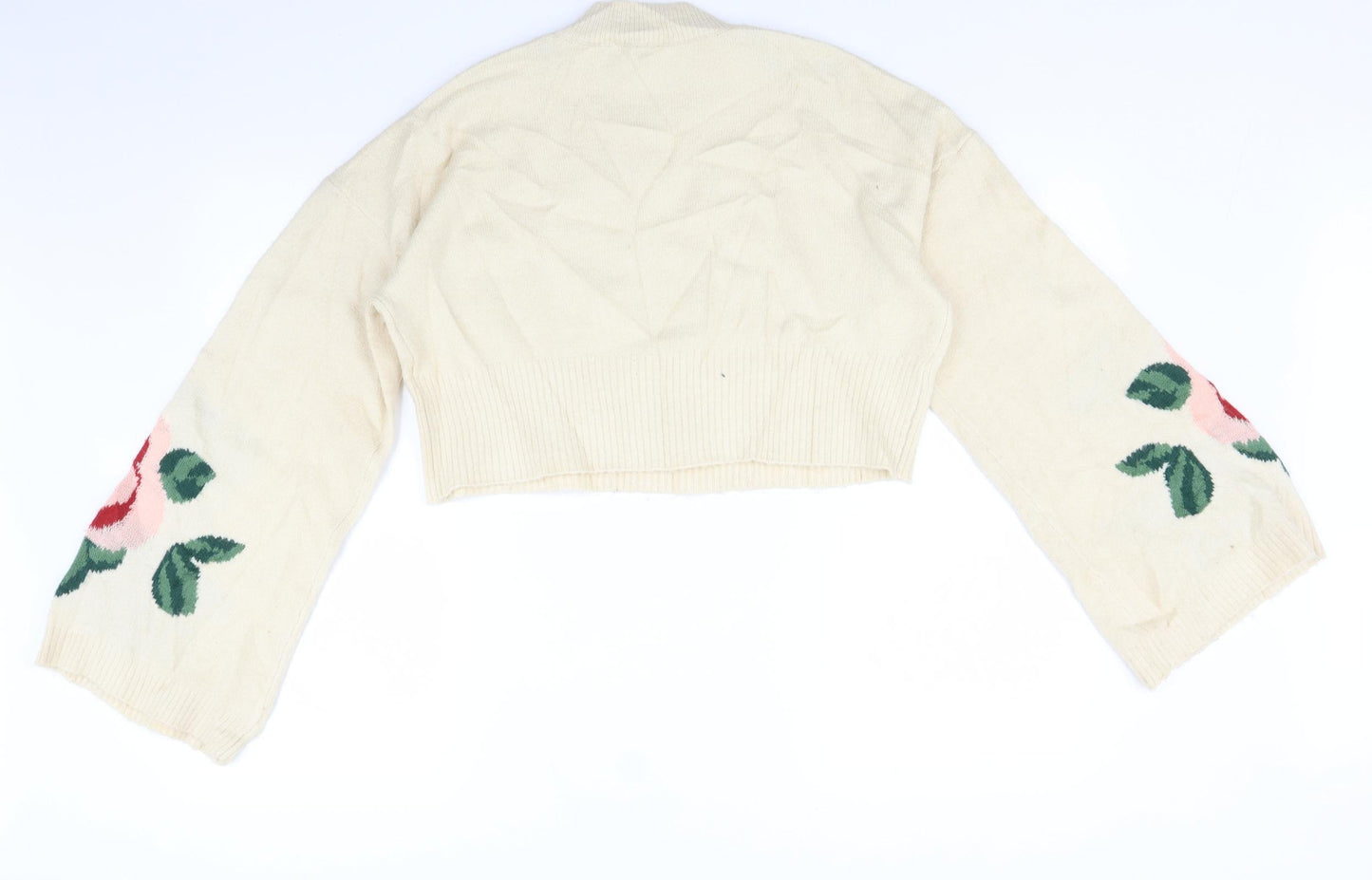H&M Womens Beige Floral  Pullover Jumper Size S  - Cropped