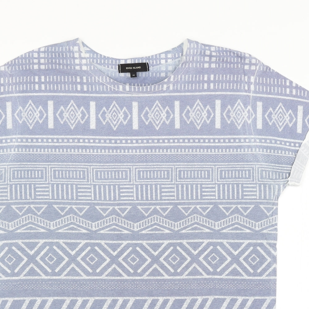 River Island Mens Blue Argyle/Diamond   T-Shirt Size M