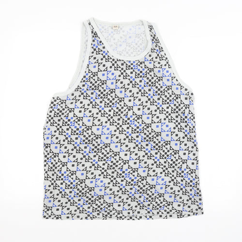 ASOS Mens Grey Argyle/Diamond  Basic Tank Size M