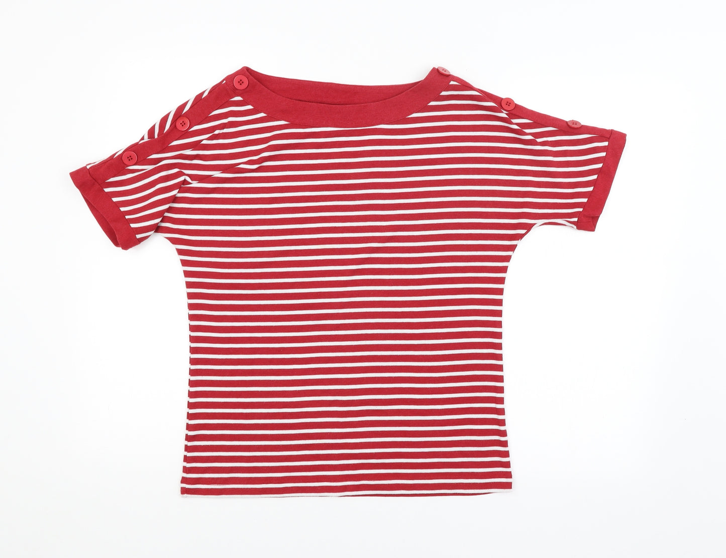 TIGI Womens Red Striped  Basic T-Shirt Size 10