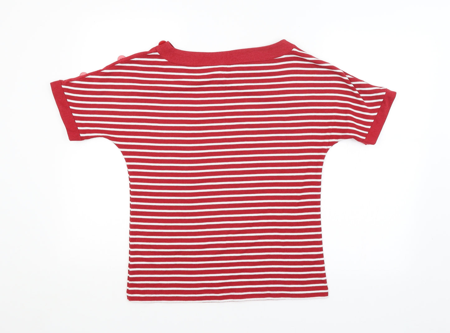TIGI Womens Red Striped  Basic T-Shirt Size 10